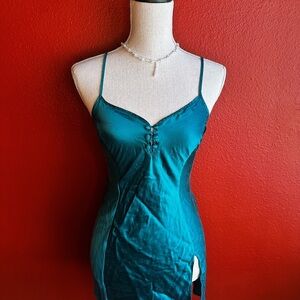 SOLD Vintage Victoria's Secret Teal Silk Slip Dress